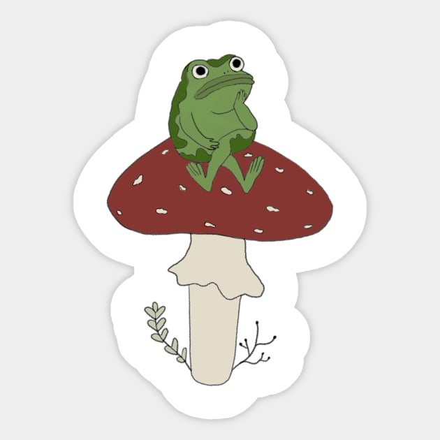 Over the Garden Wall frog on mushroom Sticker by ariolaedris